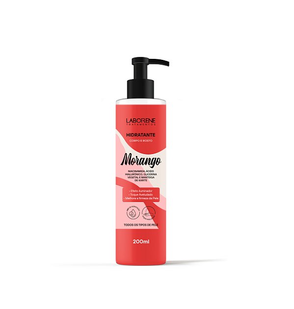 Hidratante Corpo e Rosto Morango 200ml Laborene.