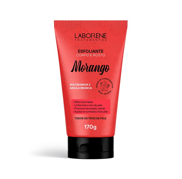 Esfoliante Corpo e Rosto Morango 170g Laborene.
