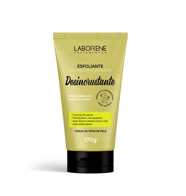 Esfoliante Desincrustante Corpo e Pés Argila Branca e Limão Siciliano 170g Laborene.