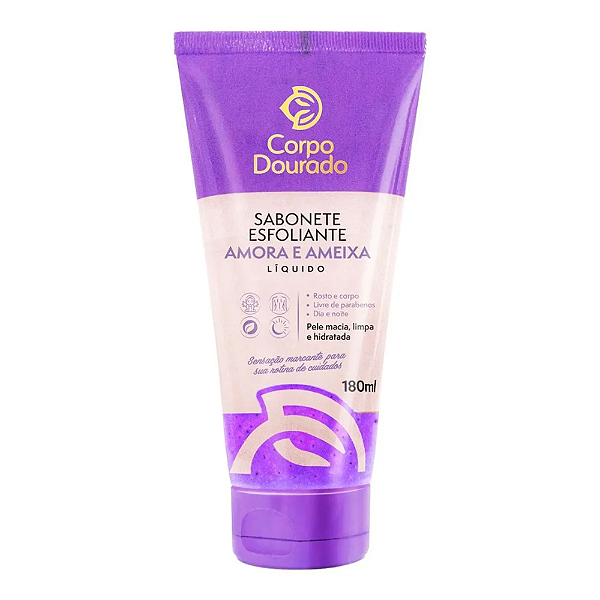 Sabonete Liquido Esfoliante Amora e Ameixa Corpo Dourado 180ml.