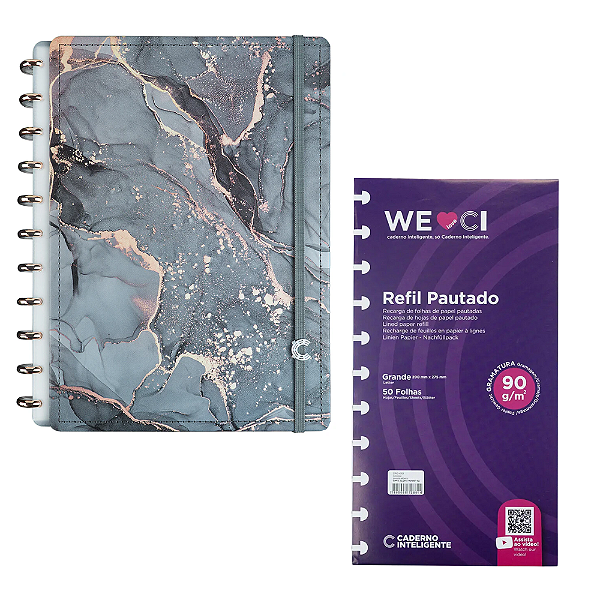 Kit Caderno Inteligente Onyx G+ com 140 folhas + Refil Pautado