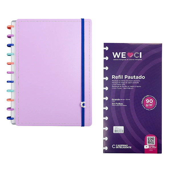 Kit Caderno Inteligente Bubble Grande + Refil Pautado