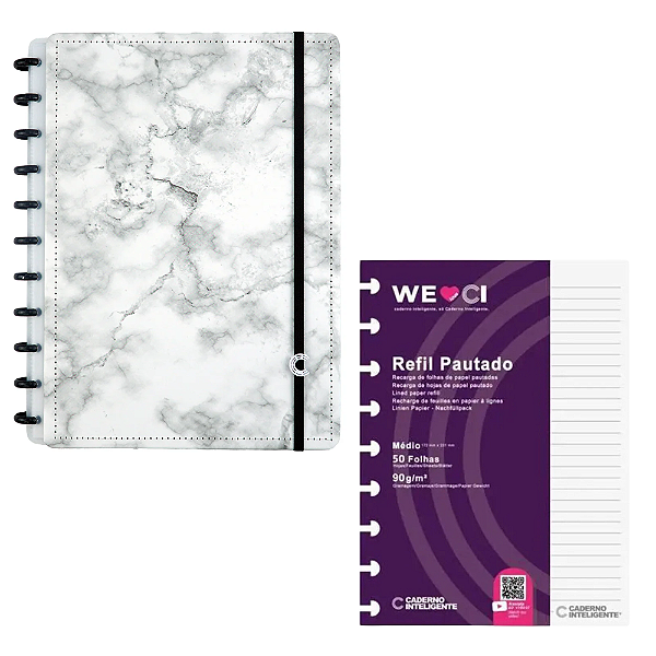 Kit Caderno Inteligente Bianco Medio + Refil Pautado
