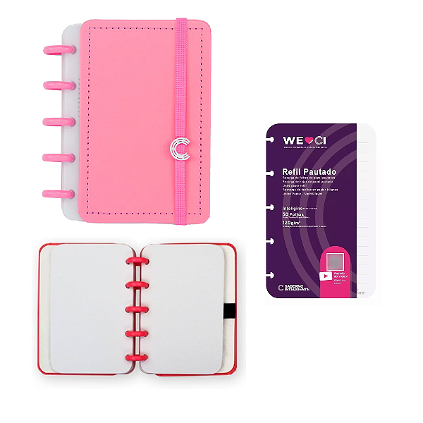 Kit Caderno Inteligente All Pink Inteligine + Refil Pautado