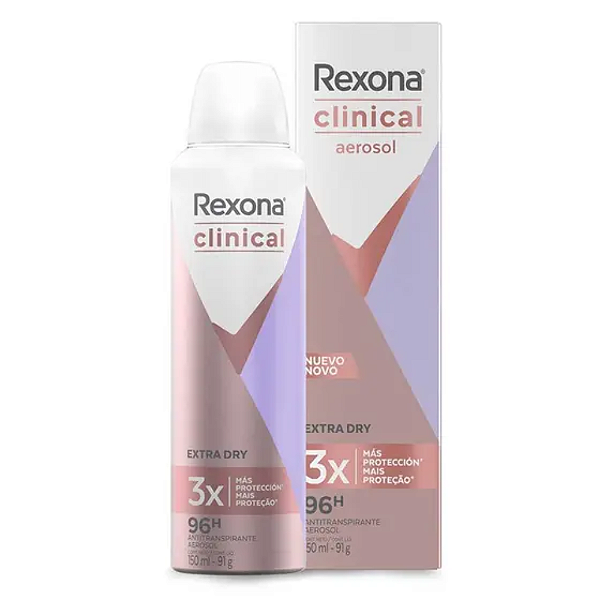 Desodorante Rexona Clinical Antitranspirante Aerosol Extra Dry 150 ml.