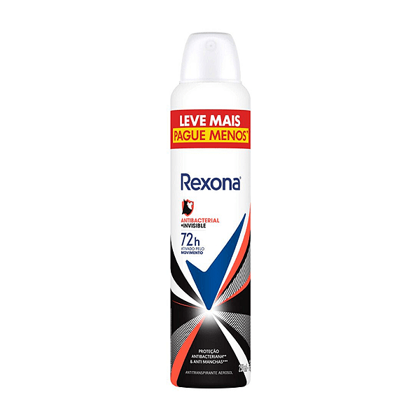 Desodorante Rexona Aerosol Antitranspirante Antibacterial Invisivel 250 ml - 145g