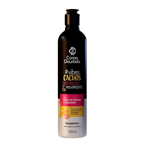 Shampoo Para Cabelos Cacheados Corpo Dourado Vibes Cachos Definição e Movimento 300ml.