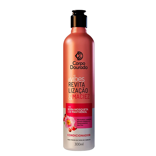 Condicionador Para Todos os Tipos Corpo Dourado Vibes Revitalização e Maciez 300ml.