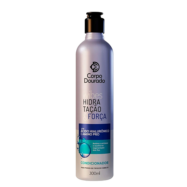 Condicionador Para Todos os Tipos Corpo Dourado Vibes Hidratação e Força 300ml.