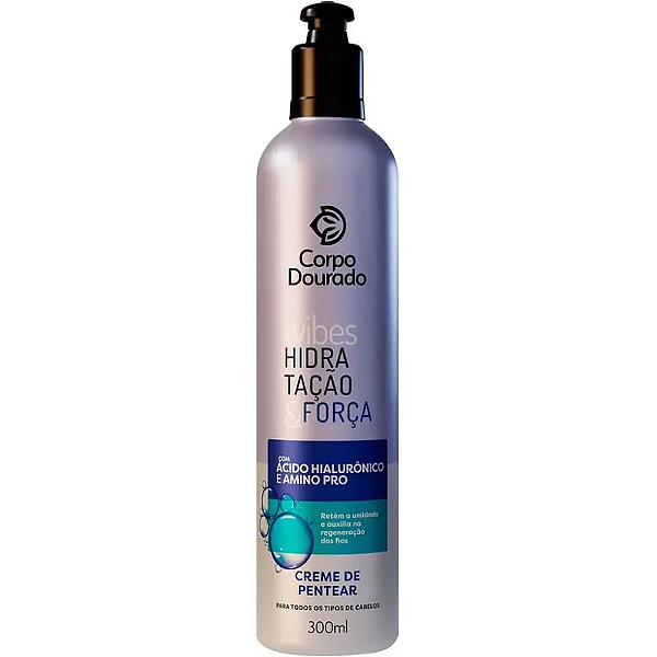Creme de Pentear Para Todos Os Tipos De Cabelos Corpo Dourado Vibes HIdratação e Força 300ml.
