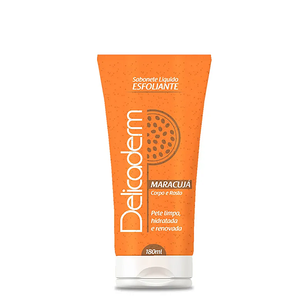 Sabonete Liquido Esfoliante Corpo e Rosto Delicaderm Maracujá 180ml.