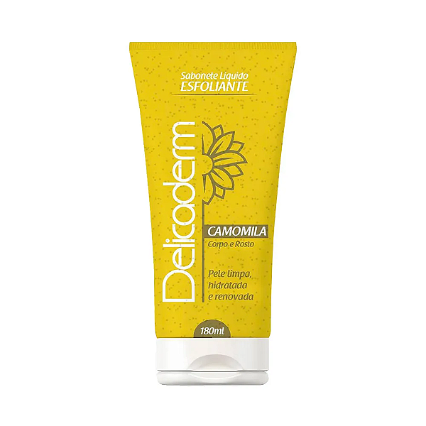Sabonete Liquido Esfoliante Corpo e Rosto Delicaderm Camomila 180ml.