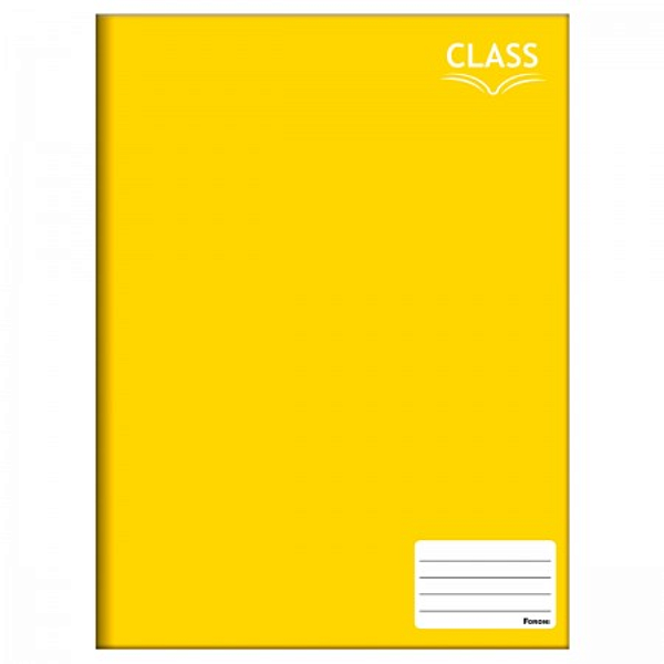 Caderno Brochurão Capa Dura Costurado Amarelo Class Foroni Grande 96 Folhas