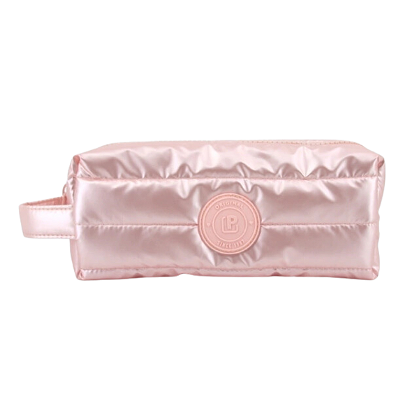 Estojo Puffer Metalizado Zíper Pink Glossy - Polibras
