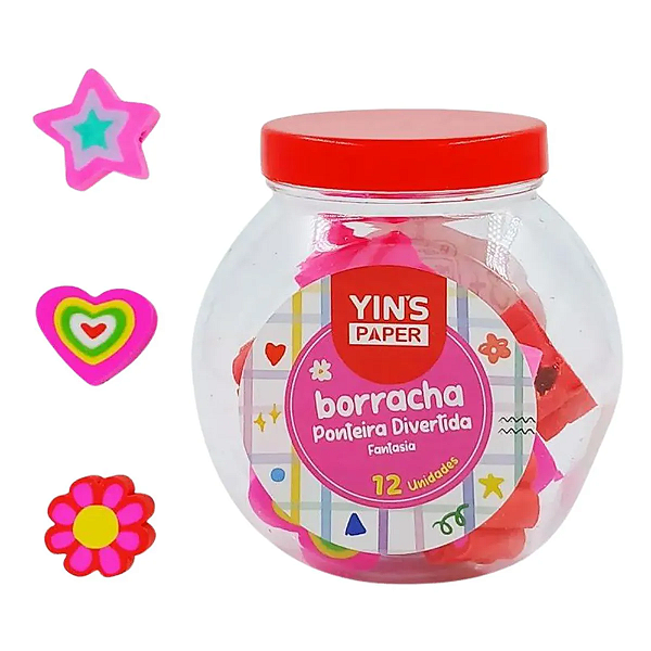 Borracha Ponteira Divertida Fantasia Yin's Paper Pote Com 12 unidades.