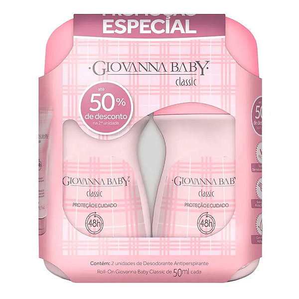Kit Desodorante Roll-On Giovanna Baby Classic 2 Unidades 50ml