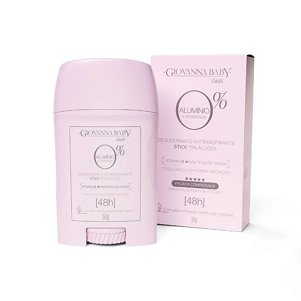 Desodorante Antitranspirante Stick 0% Aluminío Classic 50g Giovanna Baby.
