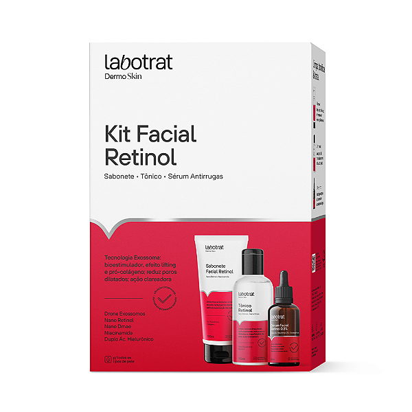 KIt Facial Retinol Dermo Skin Labotrat - Sabonete - Tônico - Sérum Antirrugas.