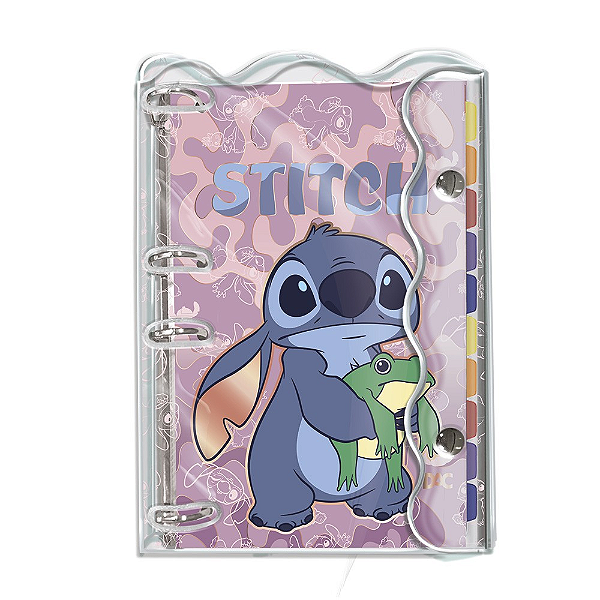 Fichario Stitch Tamanho Colegial PVC Cristal DAC