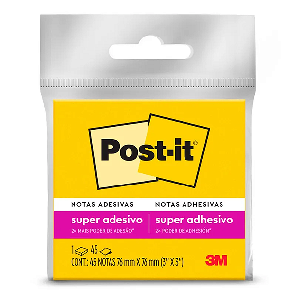 Bloco de notas super adesivas Post-it amarelo 76x76mm 45 folhas - 3M