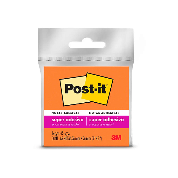 Bloco de notas super adesivas Post-it Laranja 76x76mm 45 folhas 3M