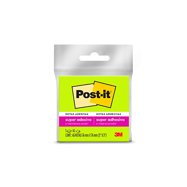 Bloco de notas super adesivas Post-it verde 76x76mm 45 folhas 3M