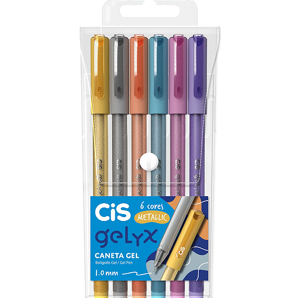 Kit Caneta Gel Gelyx Cis Estojo Com 6 Cores Metálicas 0.8mm