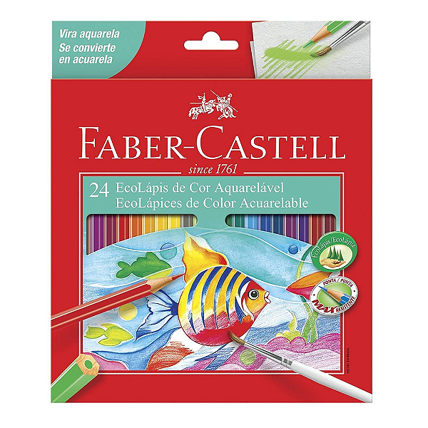 Lápis De Cor Eco Faber Castell 24 Cores Aquarelável