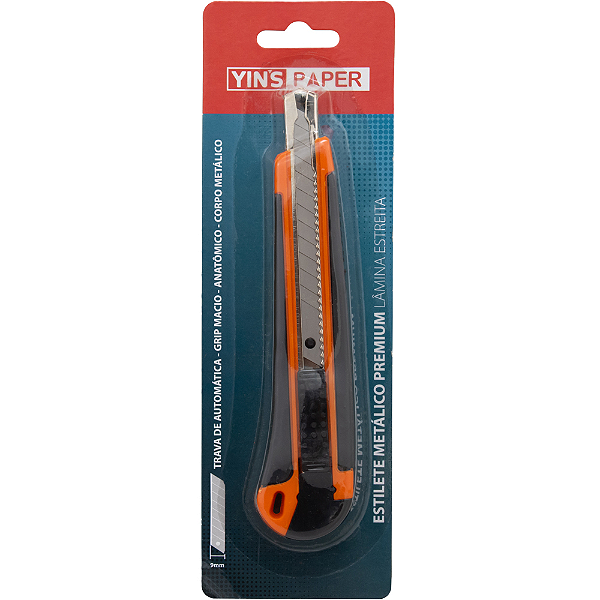 Estilete Metálico Premium Lâmina Estreita 9mm Yin's Paper Cores Sortidas