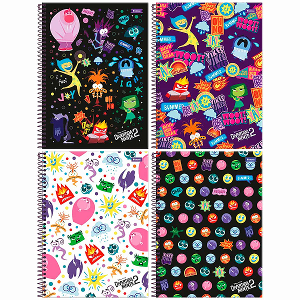 Caderno Universitário 10 Matérias Capa Dura Divertidamente 2 Foroni Capas Sortidas