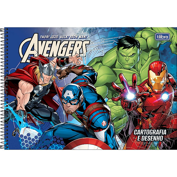 Caderno de Cartografia e Desenho Espiral Capa Dura Avengers 80 Folhas Tilibra SORTIDO