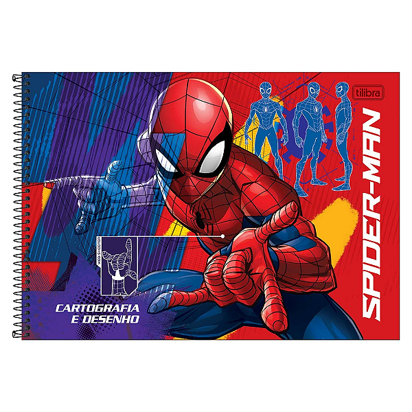 Caderno de Cartografia e Desenho Espiral Capa Dura Spider-Man 80 Folhas Tilibra Sortido