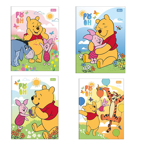 Caderno Brochura Capa Dura Universitário Pooh 80 Folhas Tilibra Sortido