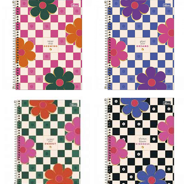 Tilibra Caderno Universitário Capa Dura Check Pop 10 Matérias 160 Folhas Sortidas