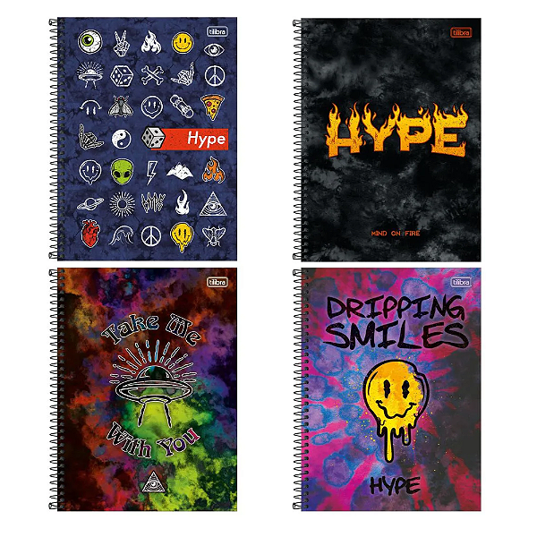 Caderno Universitário 10 Materias Hype 160 Folhas Tilibra Sortido