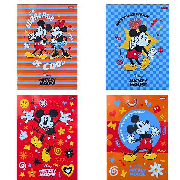 Caderno Brochura Mickey Foroni 80 folhas Sortido