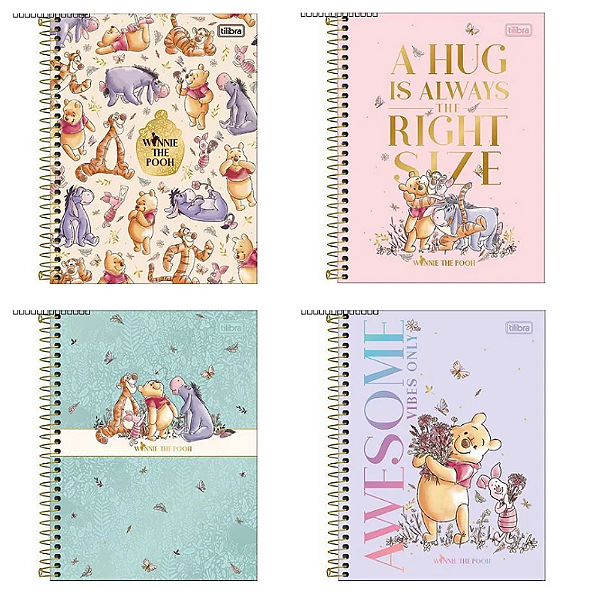 Caderno Universitário 10 Materias 160 Folhas Pooh Connect Tilibra Sortido