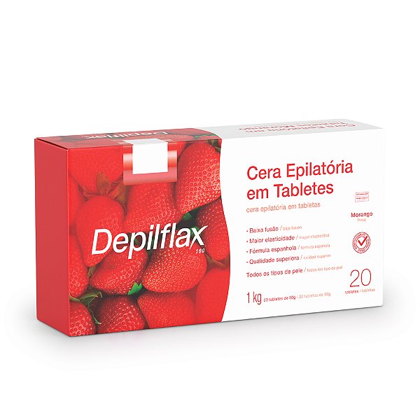 Cera Epilatória Em Tabletes Depilflax Morango 1kg