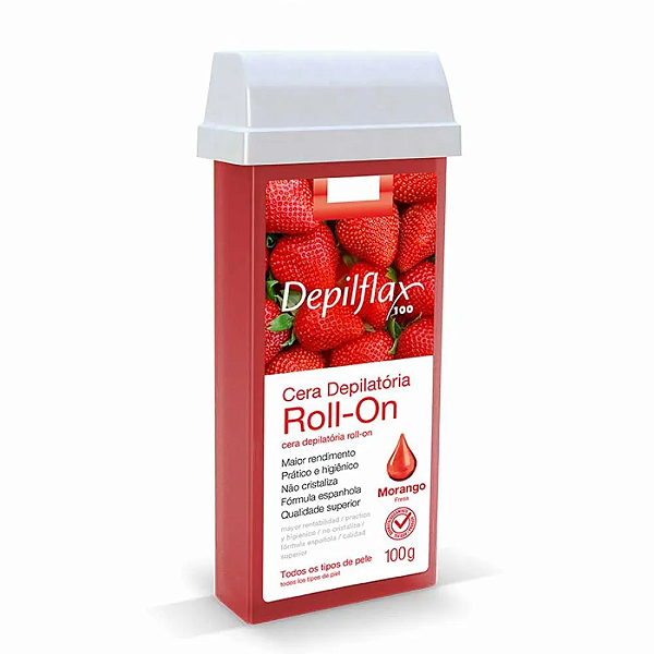 Cera Depilatória Roll-on Depilflax Morango 100g