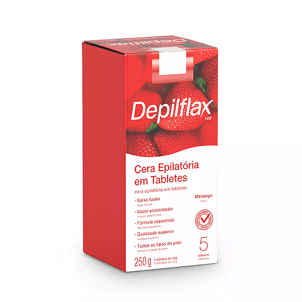 Cera Epilatória Em Tabletes Depilflax Morango 250g