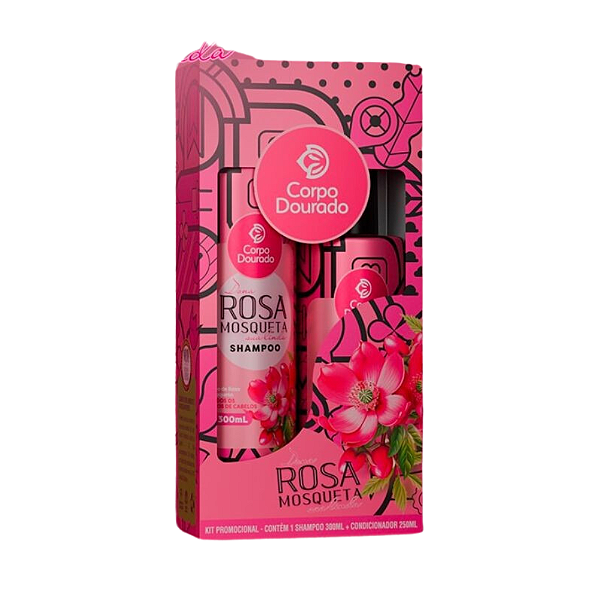 Kit Shampoo 300ml + Condicionador 250ml Dona Rosa Mosqueta Corpo Dourado