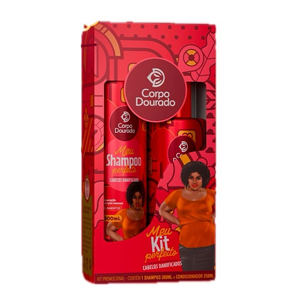 Kit Shampoo 300ml + Condicionador 250ml Meu Kit Perfeito Corpo Dourado