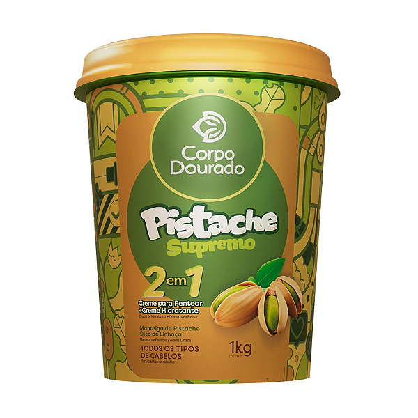 Creme De Pentear + Creme Hidratante Pistache Supremo Corpo Dourado 1Kg