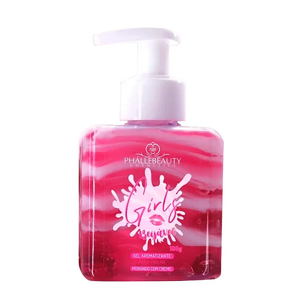 Gel Beijável Aromatizante Para Virilha Girls Pháellebeauty Morango Com Creme 180g