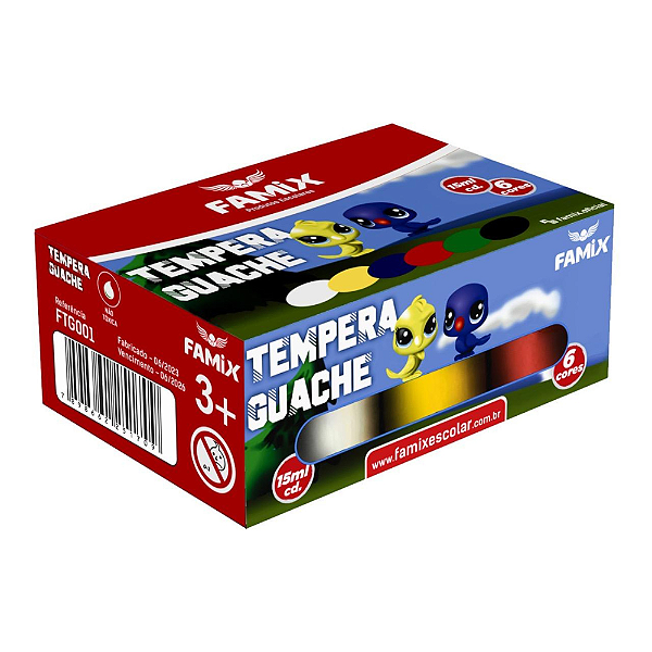 Tempera Guache 6 Cores De 15ml Famix