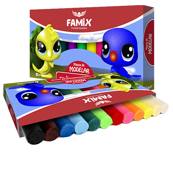 Massa De Modelar 12 Cores 90g Famix