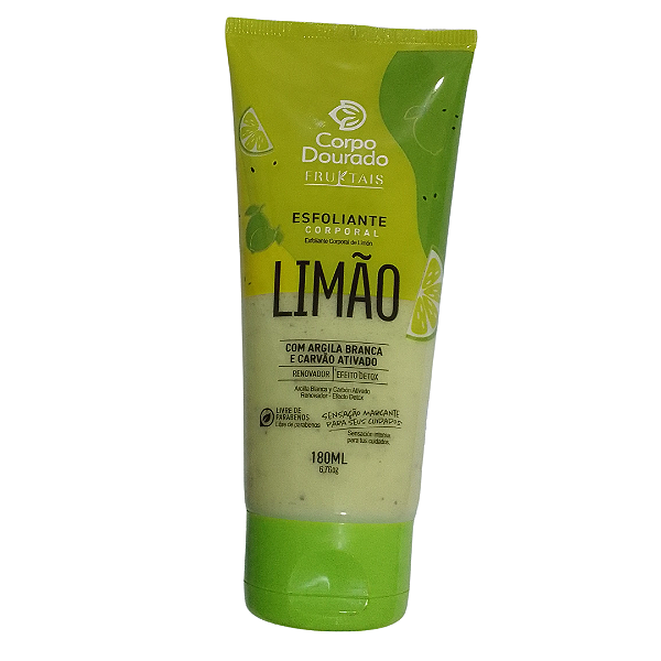 Esfoliante Corpo Dourado Fruktais Limão com Argila Branca e Carvão Ativado 180ml