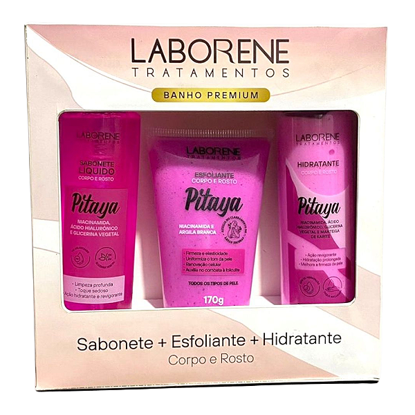 Kit Sabonete + Hidratante + Esfoliante Pitaya Laborene