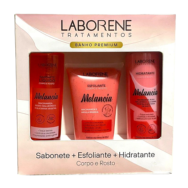 Kit Sabonete + Hidratante + Esfoliante Morango Laborene