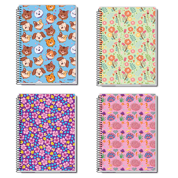 Caderno Universitário Capa Dura Espiral 10 Materias 160 Folhas D'Tales Credeal Capas Sortidas